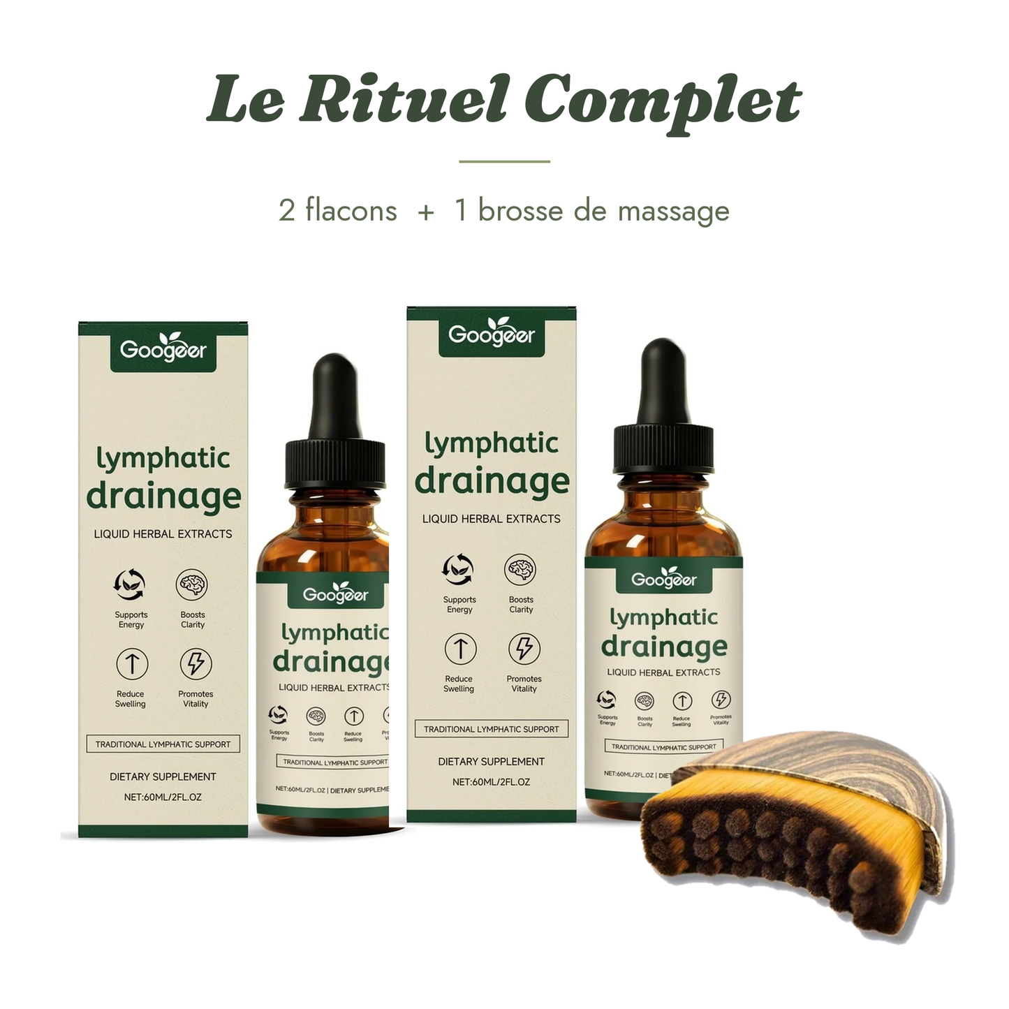 Le Rituel Complet — 2 Gouttes botaniques + Brosse de massage