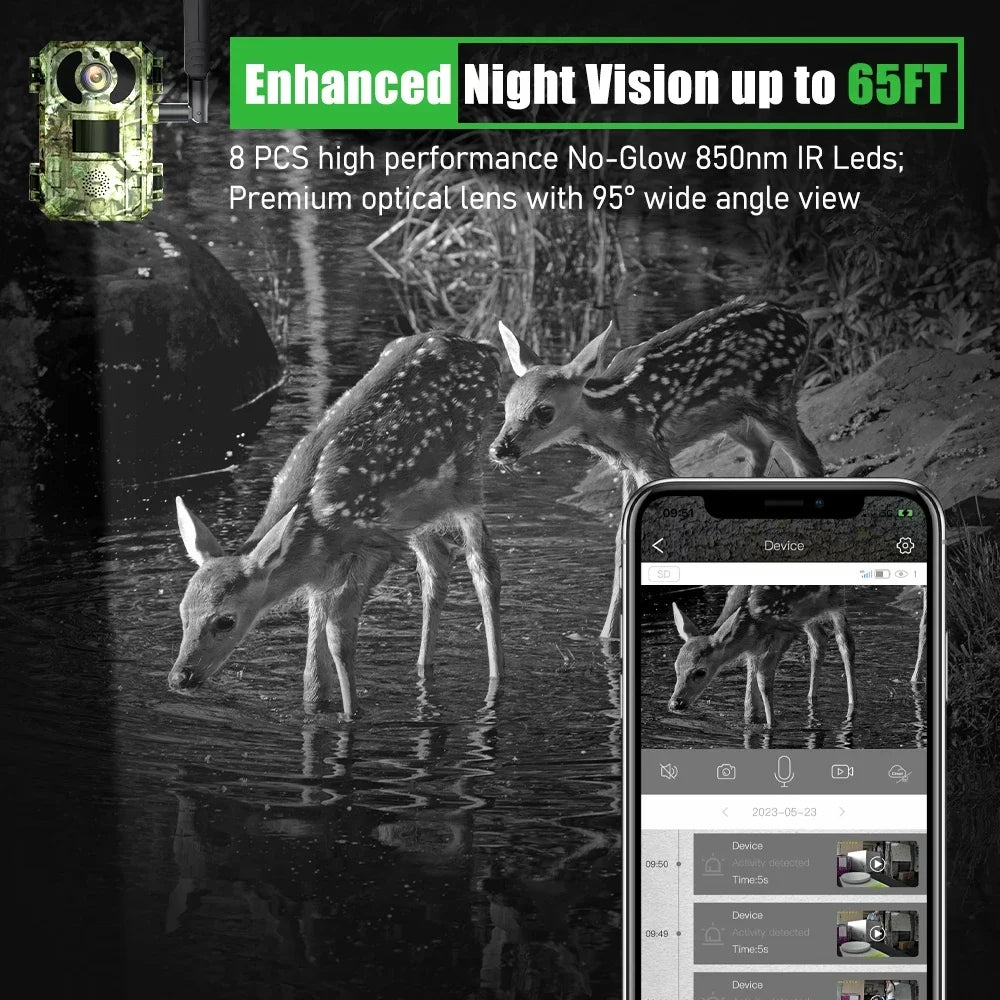 Nyctra Sentinel — Caméra de chasse 4G solaire · Vision nocturne sans lueur